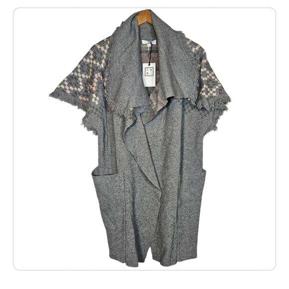 NWT THML Grey Oversized Open-front Long Cardigan Sweater - Picture 1 of 10